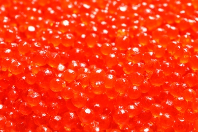 Photo of Delicious red caviar, closeup
