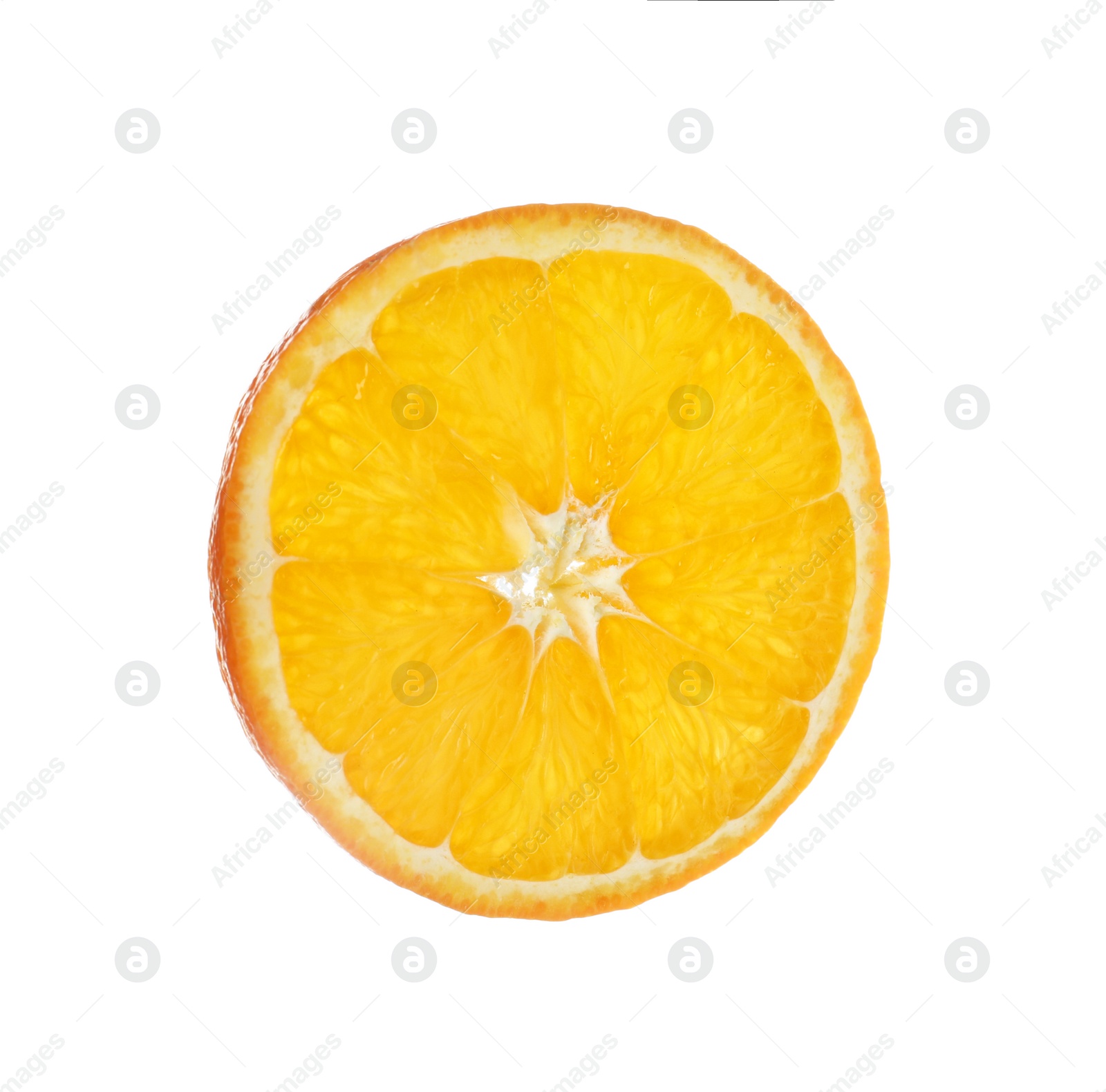 Slice of ripe orange isolated on white Photo of Slice of ripe orange isolated on white