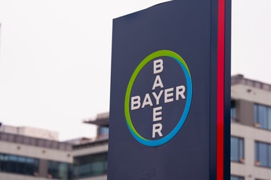 Photo of Warsaw, Poland - September 10, 2022: Beautiful modern Bayer logo on advertising board