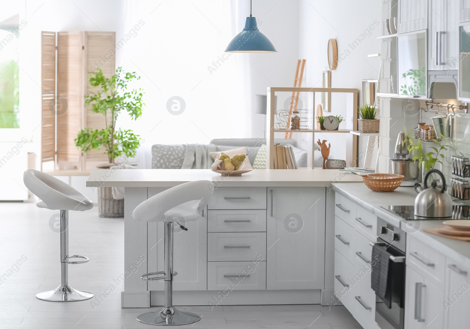 Photo of Stylish kitchen interior in apartment. Idea for home design