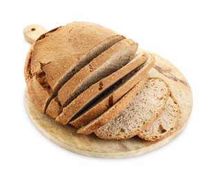 Photo of Freshly baked cut sourdough bread isolated on white