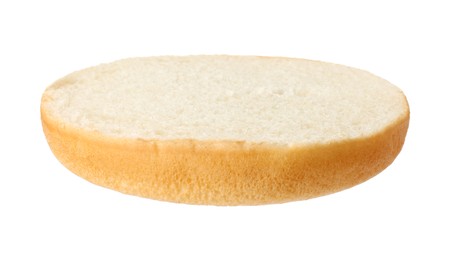 Half of fresh burger bun isolated on white
