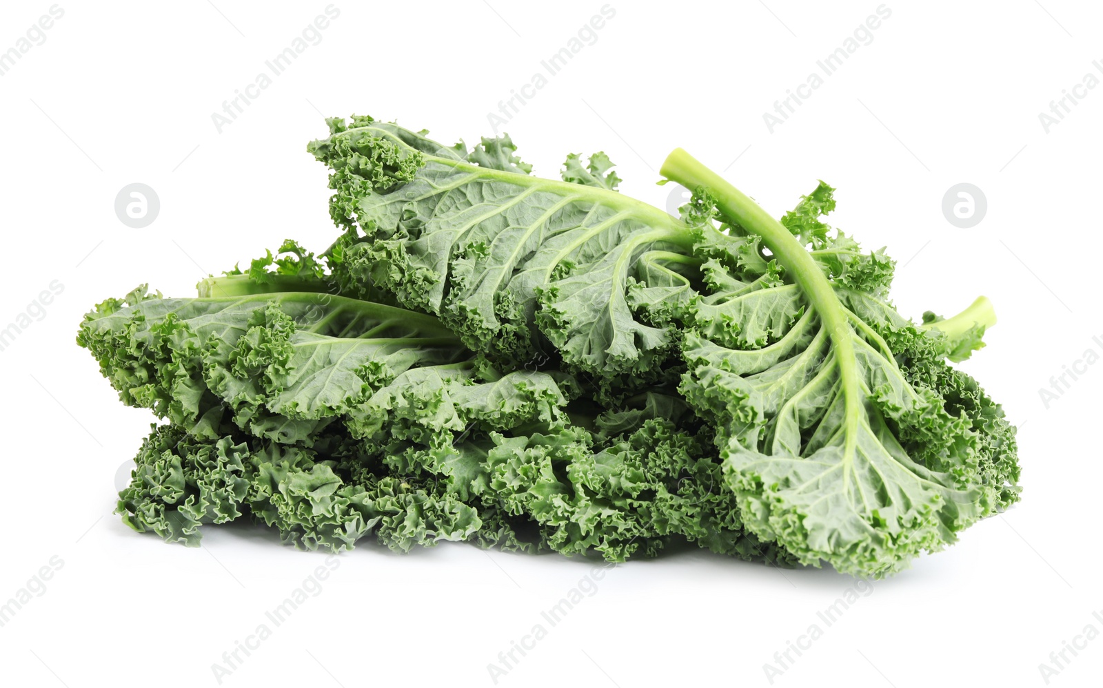 Photo of Fresh green kale leaves isolated on white