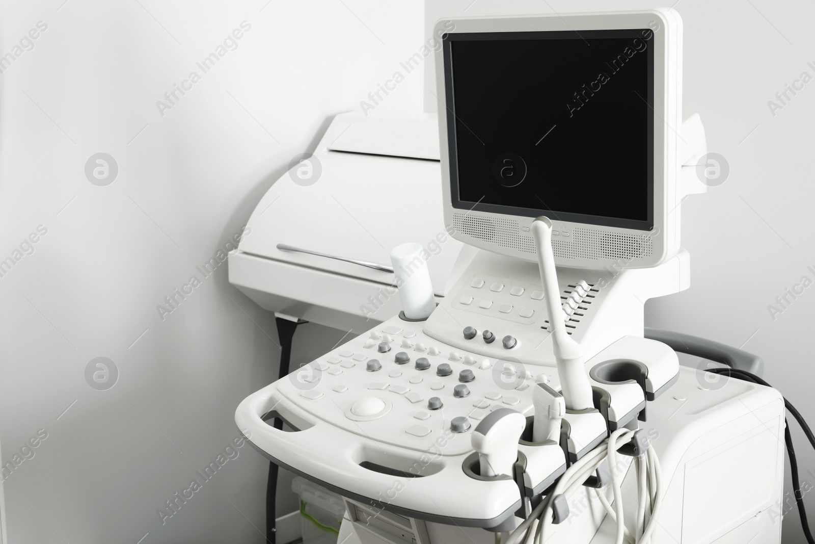 Photo of Modern ultrasound machine in office. Diagnostic technique