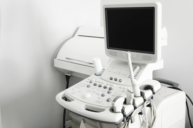 Modern ultrasound machine in office. Diagnostic technique