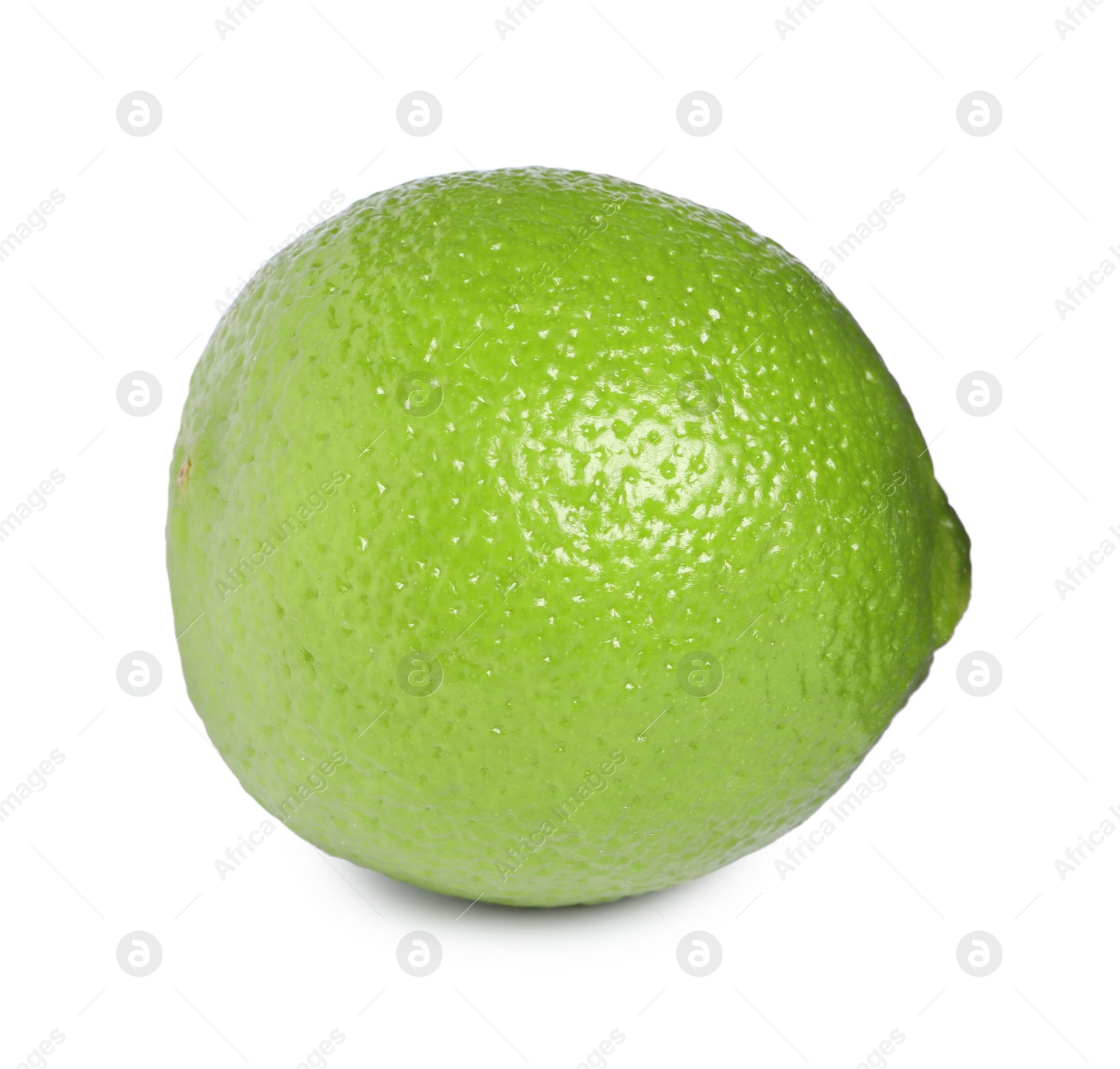 Photo of Citrus fruit. One fresh lime isolated on white