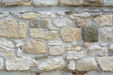 Texture of old stone wall as background, closeup