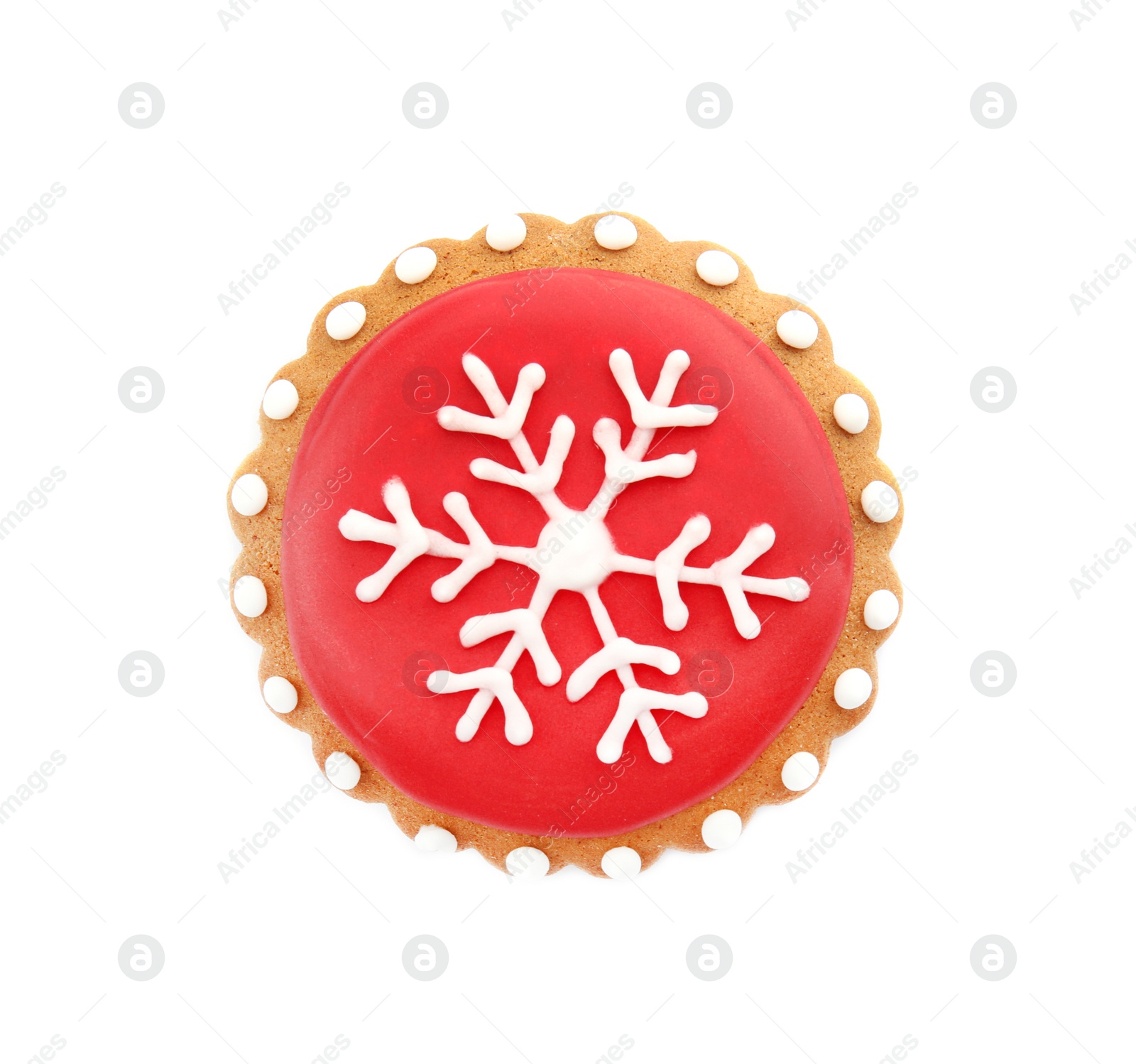 Photo of Tasty homemade Christmas cookie on white background