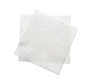 Photo of Clean paper tissues on white background, top view