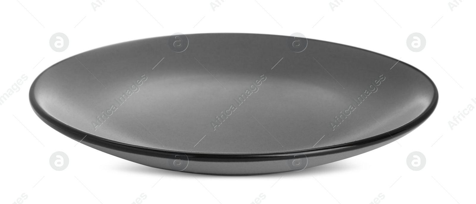 Photo of Empty gray ceramic plate isolated on white