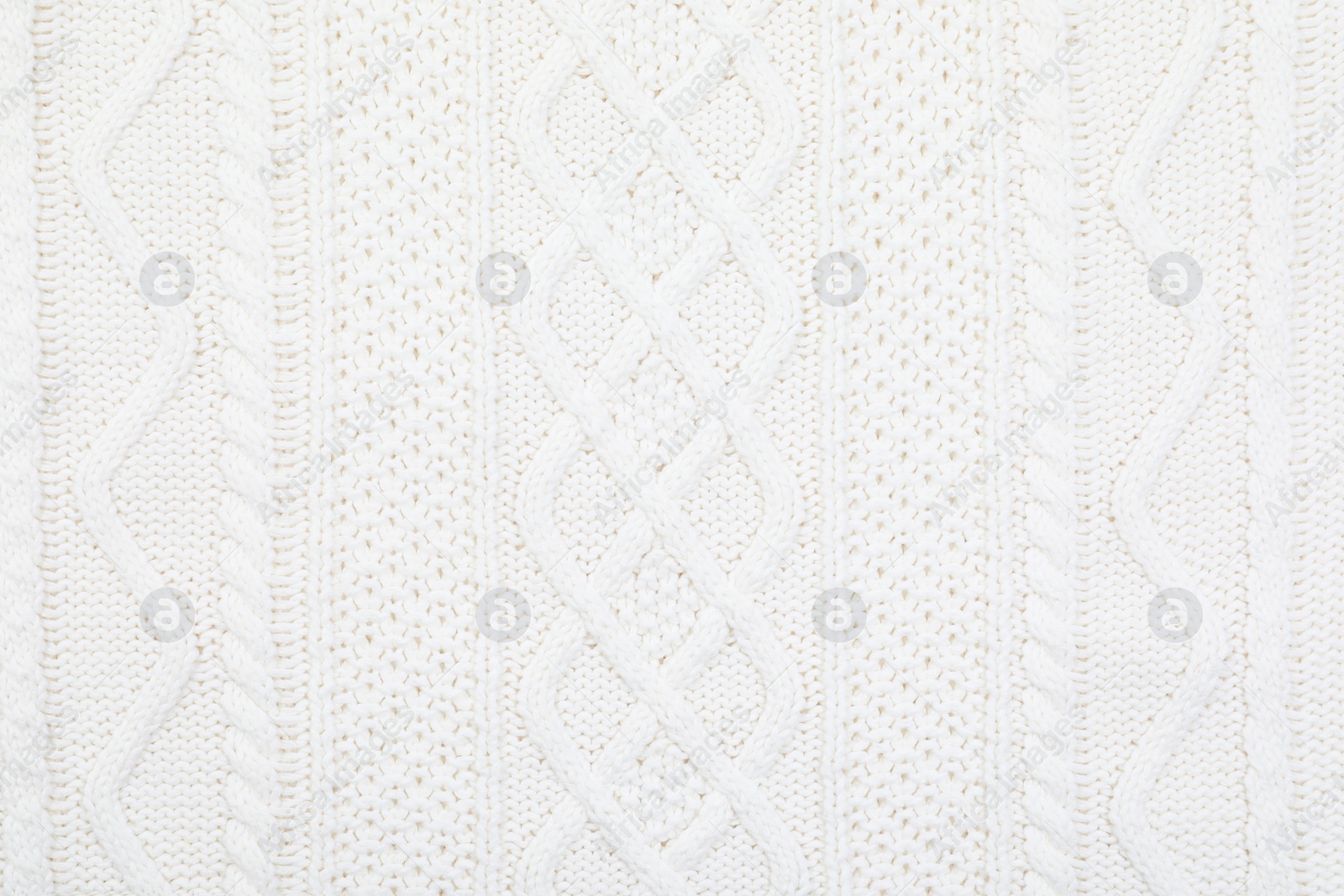 Photo of Texture of cozy warm sweater as background, closeup