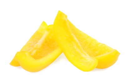 Cut yellow bell pepper isolated on white