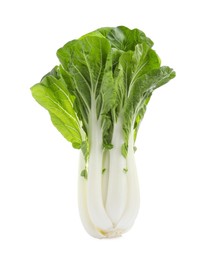 Fresh green pak choy cabbage isolated on white, top view
