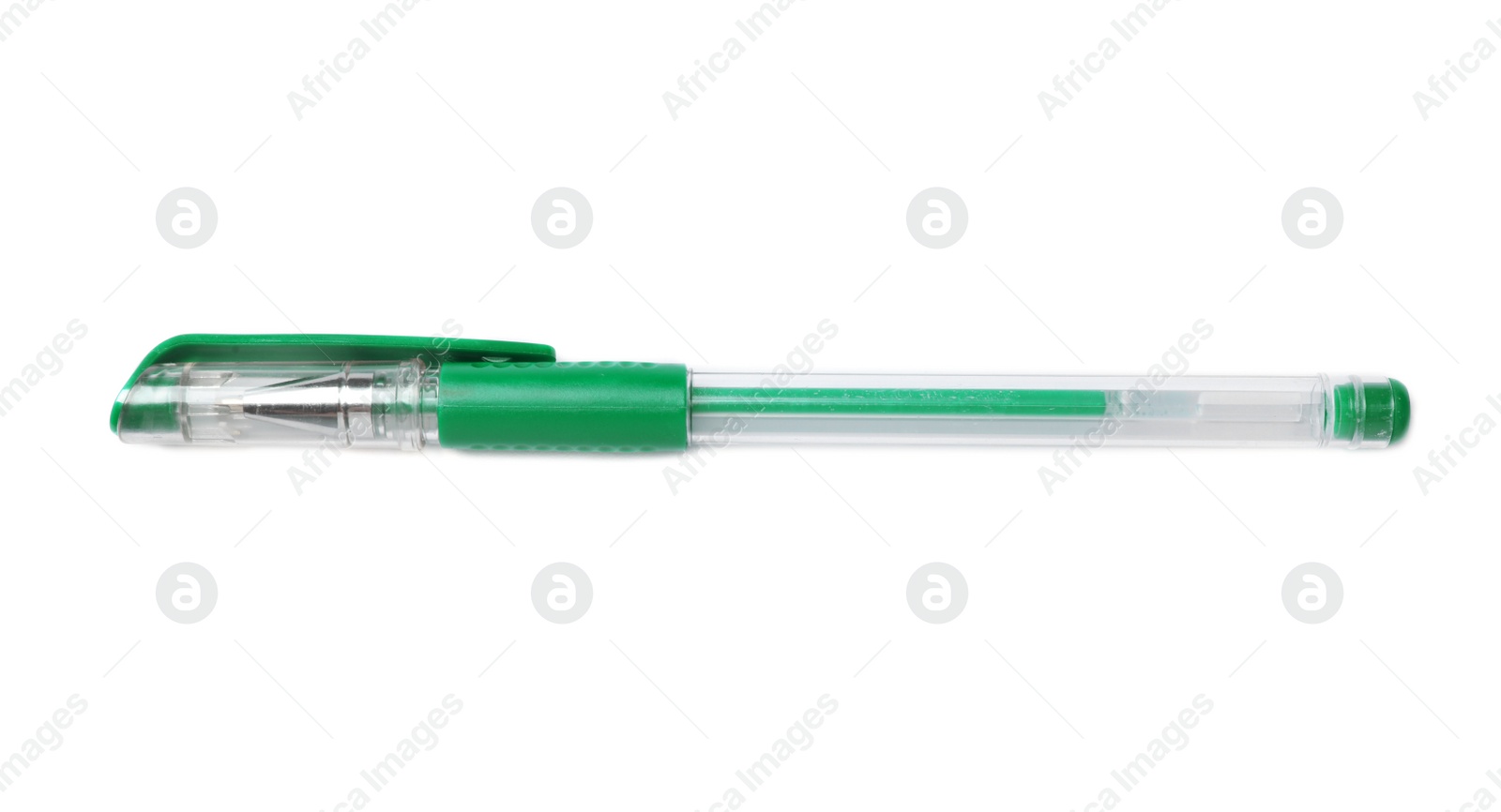 Photo of Color gel pen on white background. School stationery