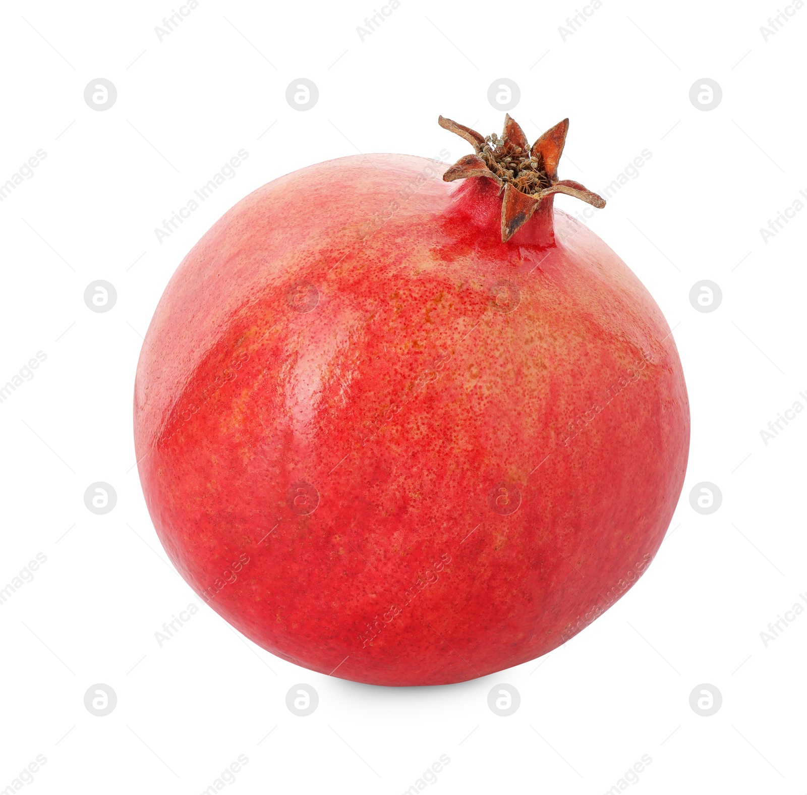 Photo of One fresh ripe pomegranate isolated on white