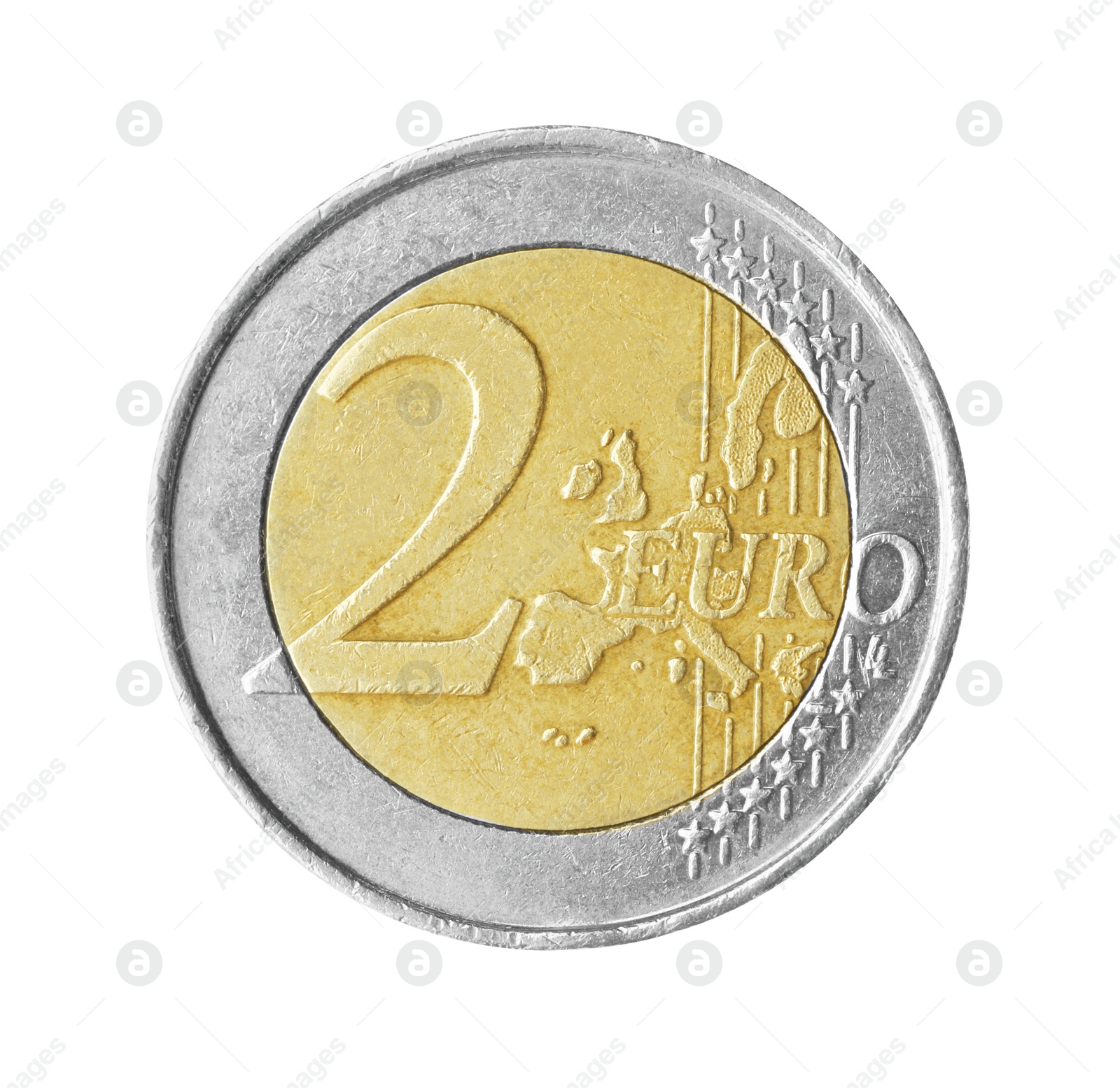 Photo of Shiny two euro coin isolated on white