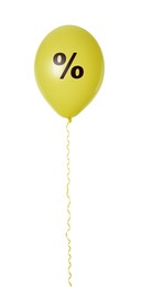 Discount offer. Yellow balloon with percent sign on white background