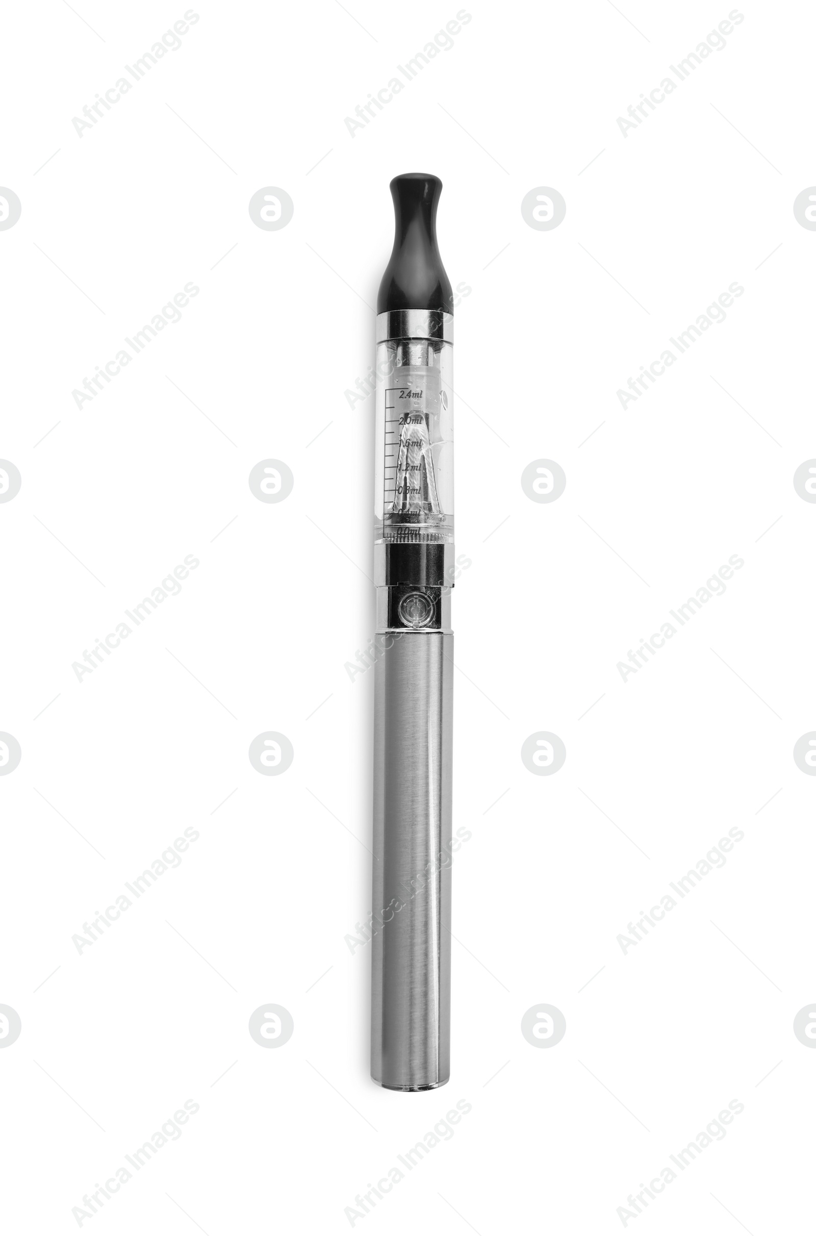 Photo of Electronic cigarette isolated on white, top view