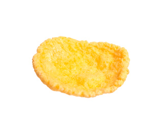 Tasty crispy corn flake isolated on white