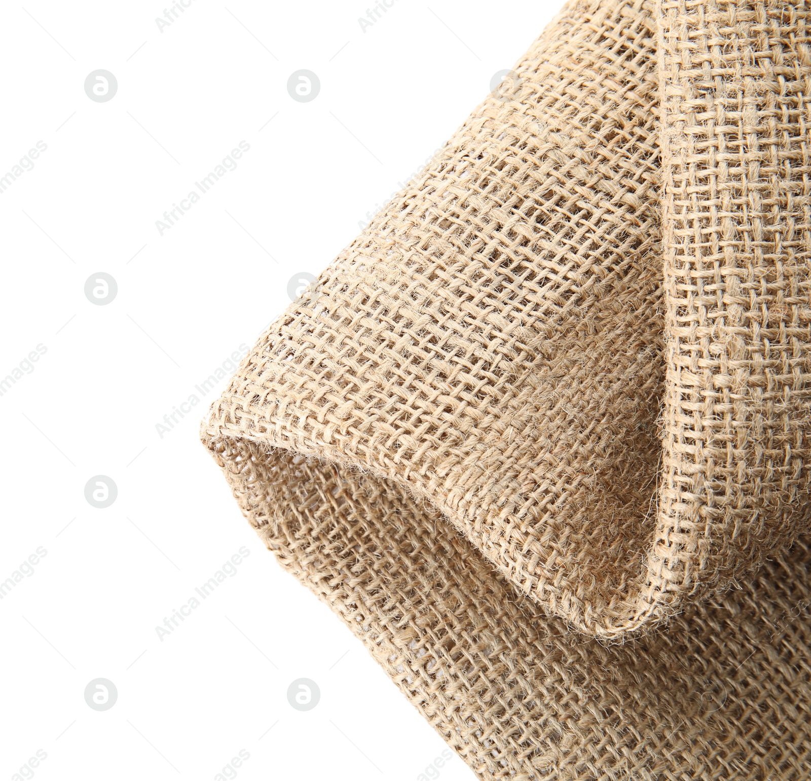 Photo of Sustainable hemp fabric on white background