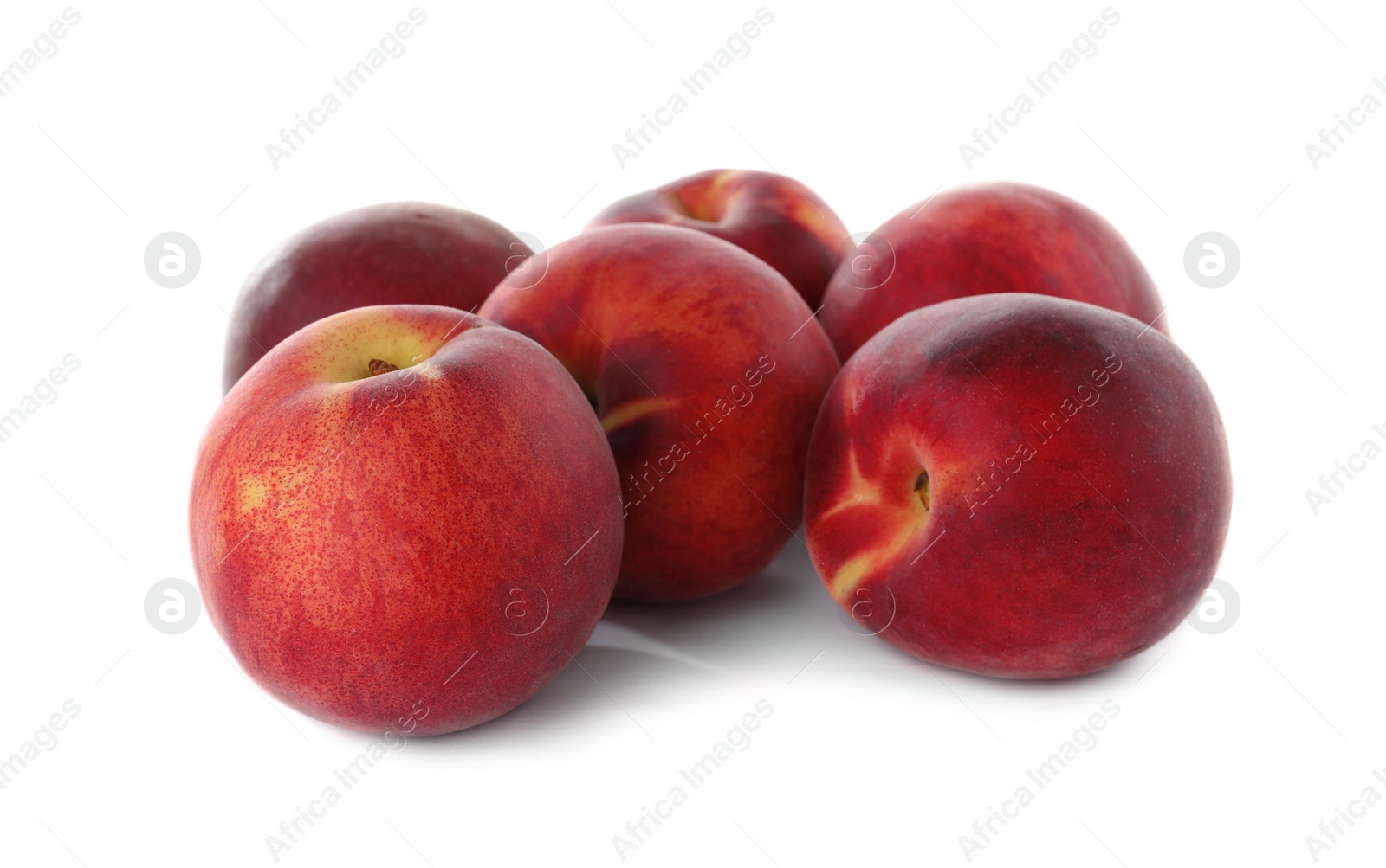 Photo of Delicious ripe sweet peaches isolated on white