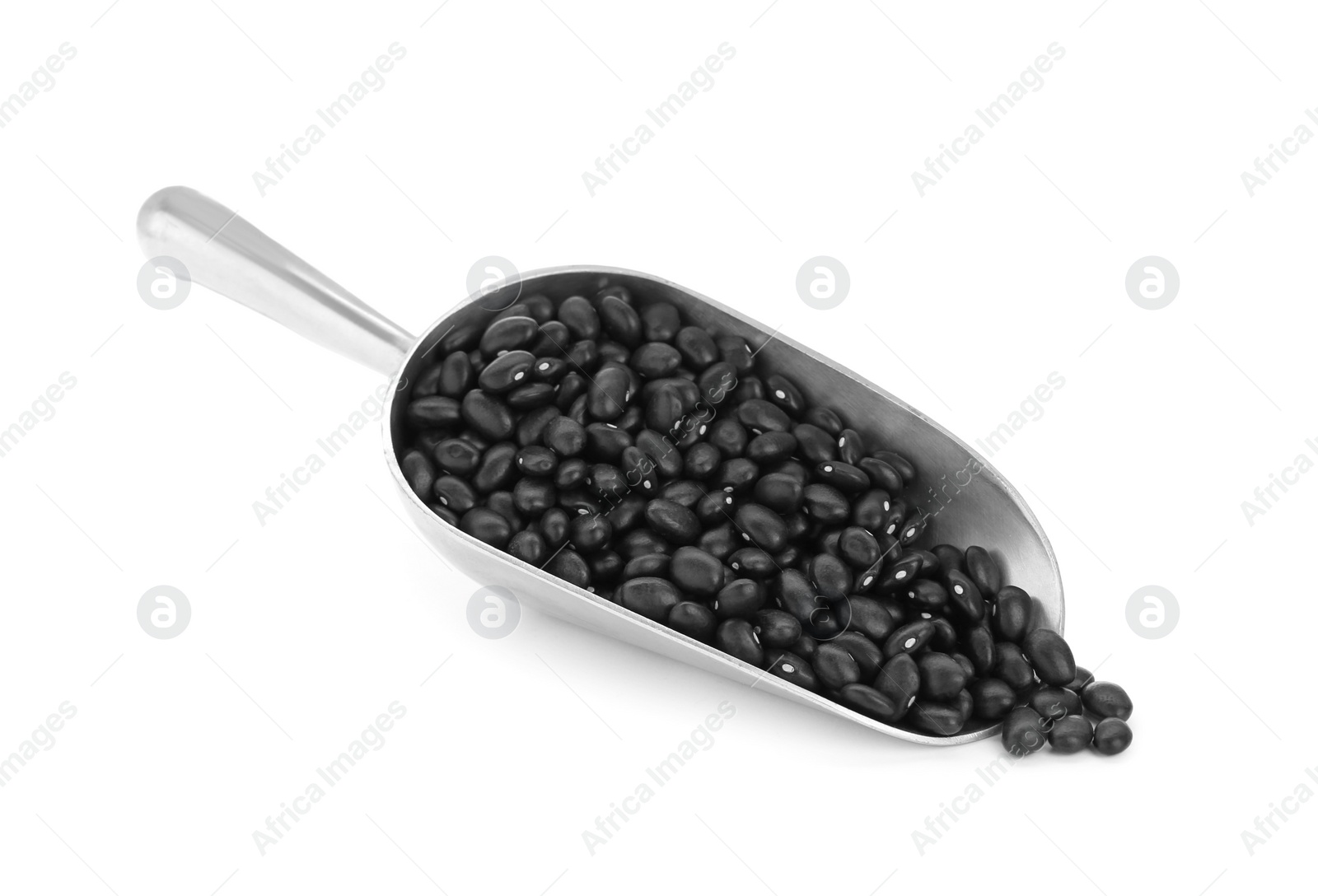 Photo of Scoop with raw kidney beans isolated on white