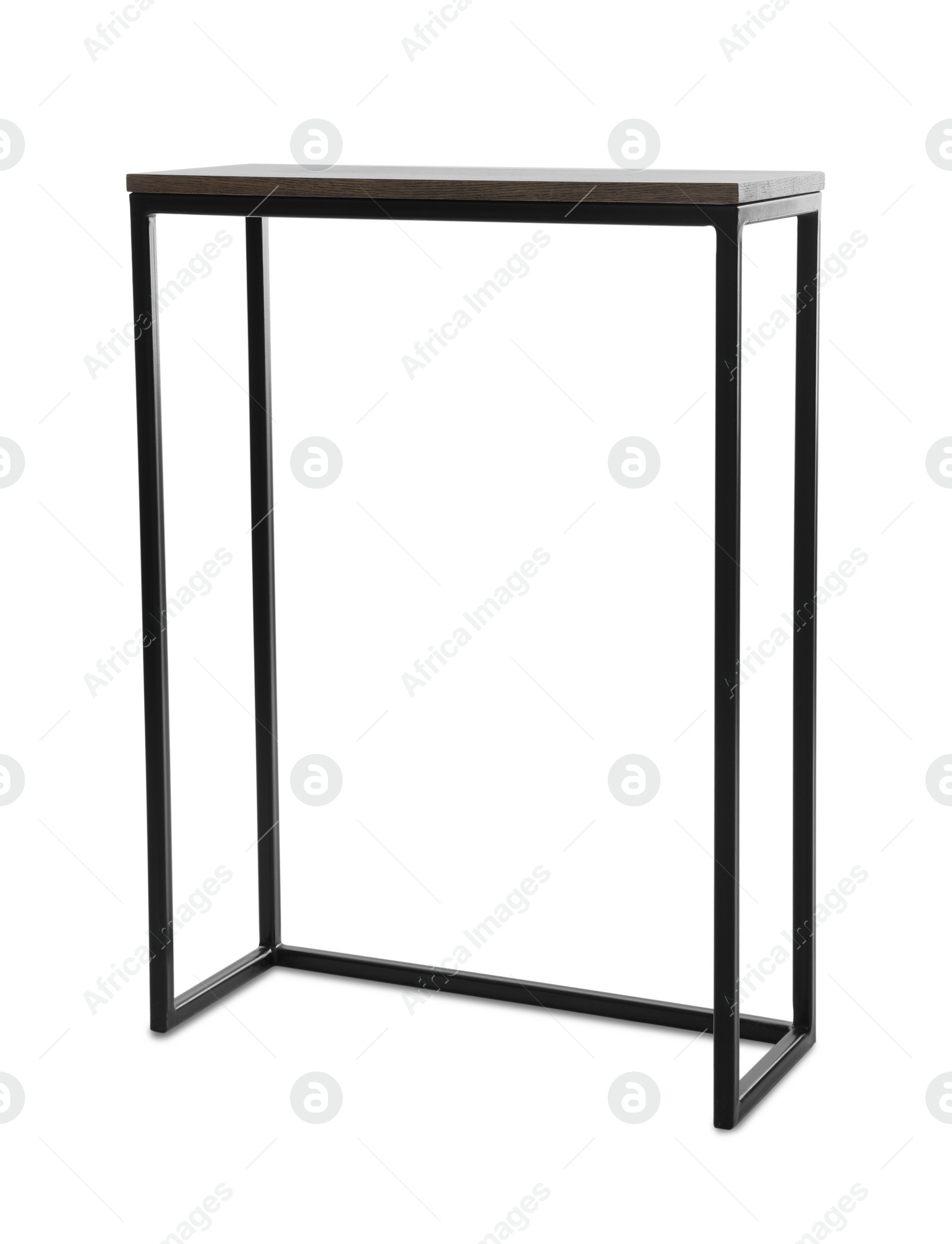 Photo of Stylish console table on white background. Interior element