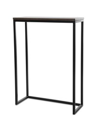 Photo of Stylish console table on white background. Interior element