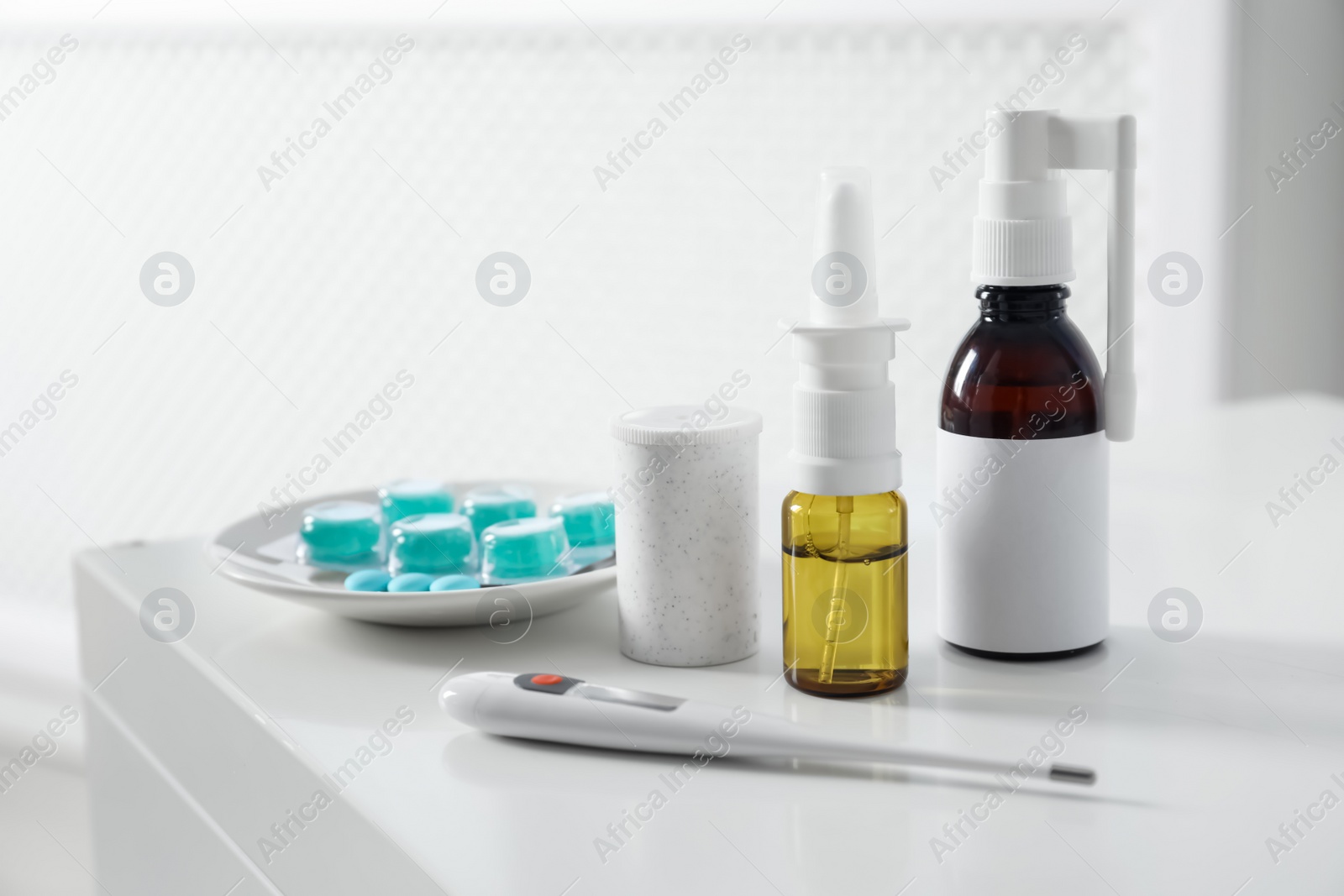 Photo of Set of different cold remedies on table indoors