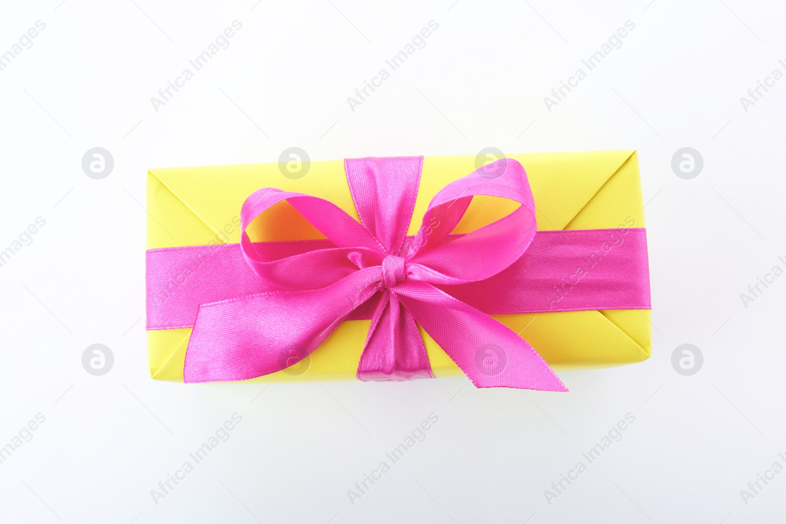 Photo of Beautiful gift box with ribbon on white background