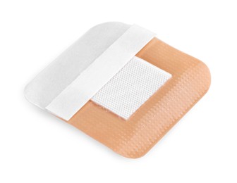 Photo of One medical adhesive bandage isolated on white