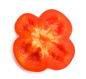 Photo of Slice of red bell pepper isolated on white