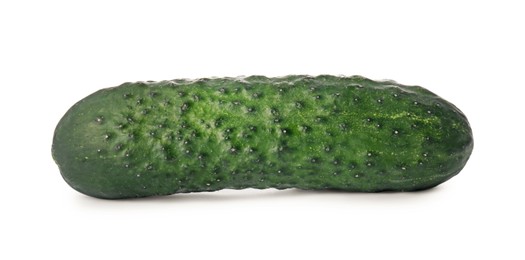 Photo of Fresh ripe green cucumber isolated on white