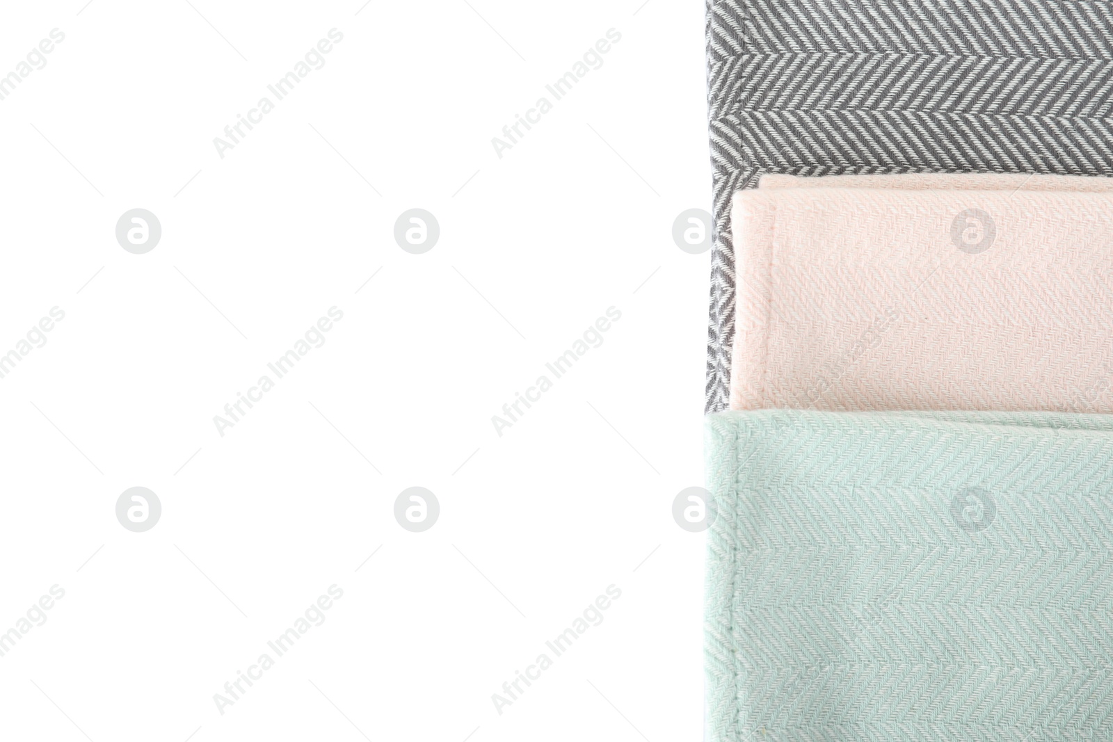 Photo of Fabric napkins for table setting on white background