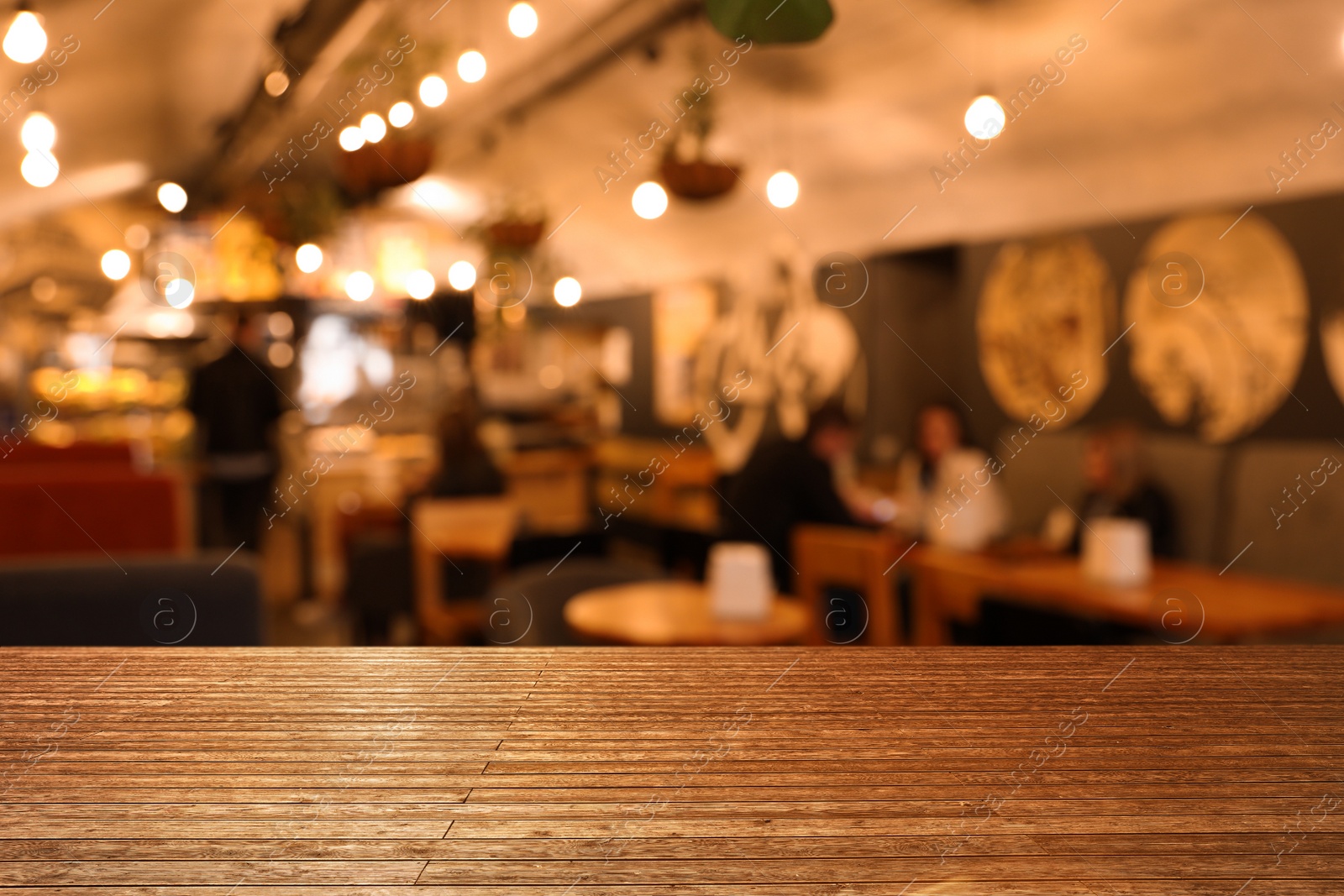 Image of Empty wooden surface in cafe. Space for design