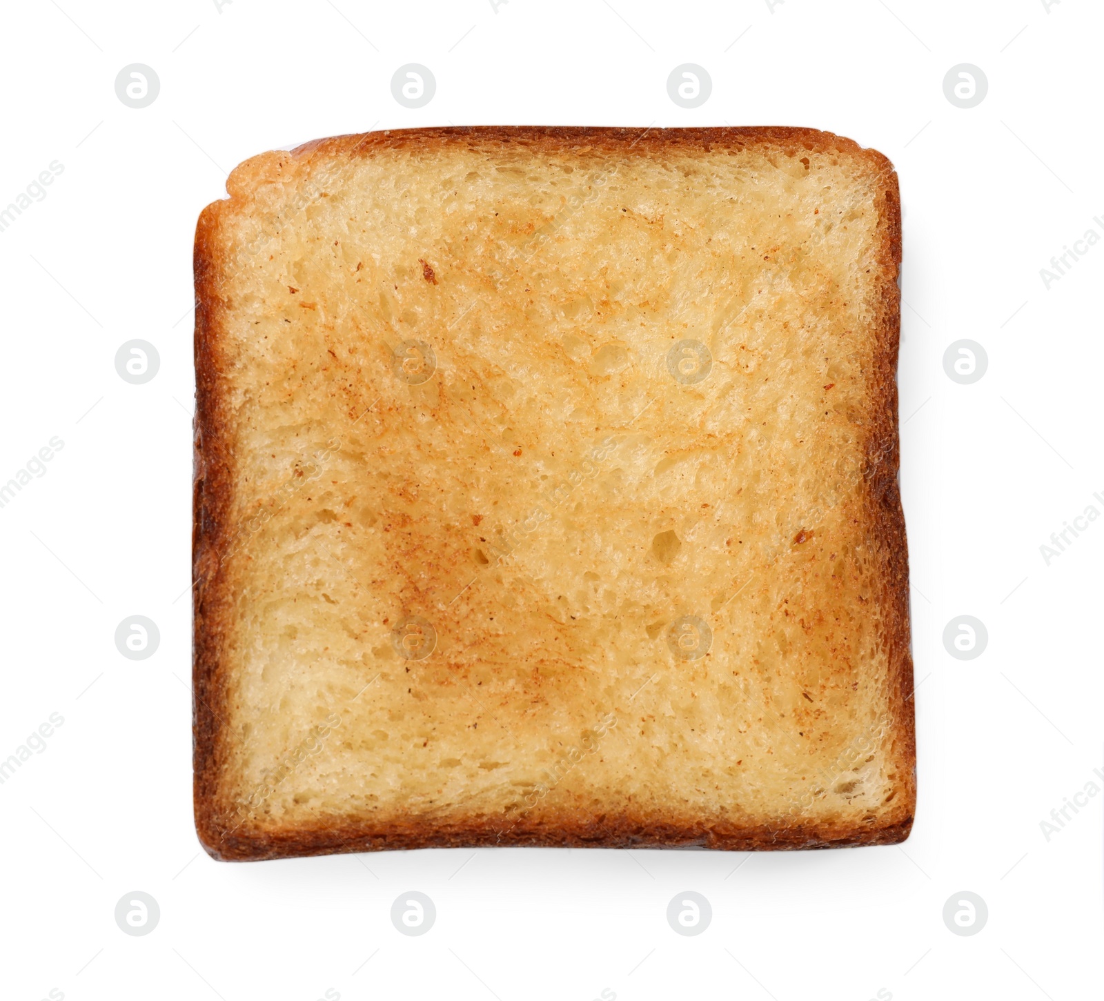 Photo of One piece of fresh toast bread isolated on white, top view