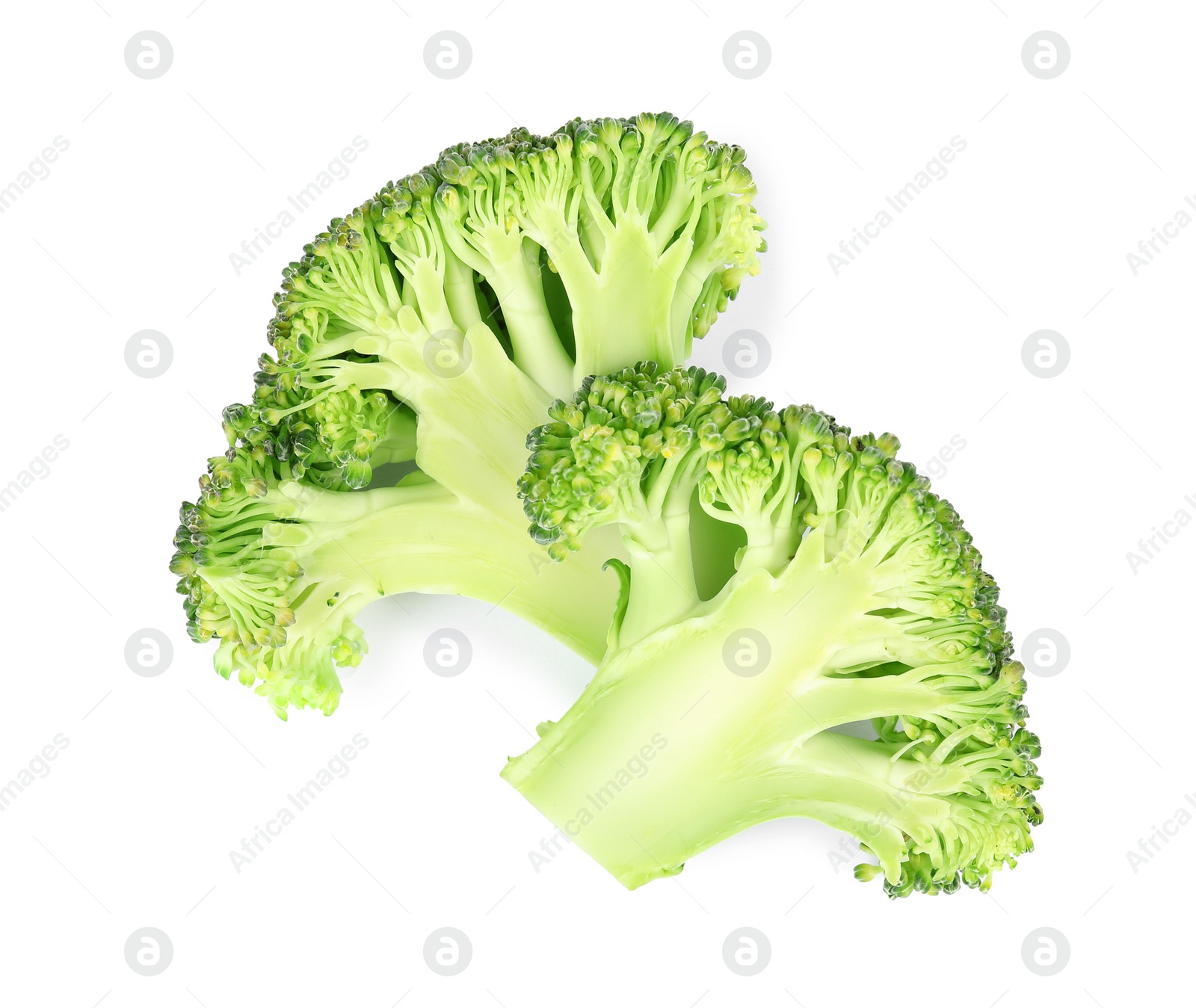 Photo of Fresh green broccoli on white background. Organic food