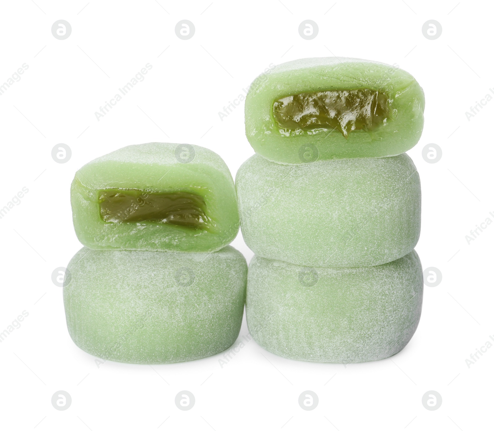 Photo of Delicious mochi on white background. Traditional Japanese dessert