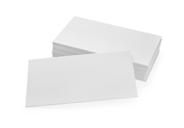 Blank business cards isolated on white. Mockup for design