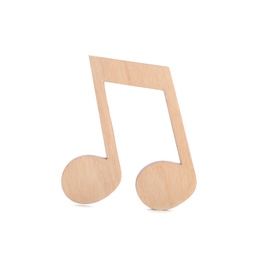 Photo of Wooden music note figure isolated on white