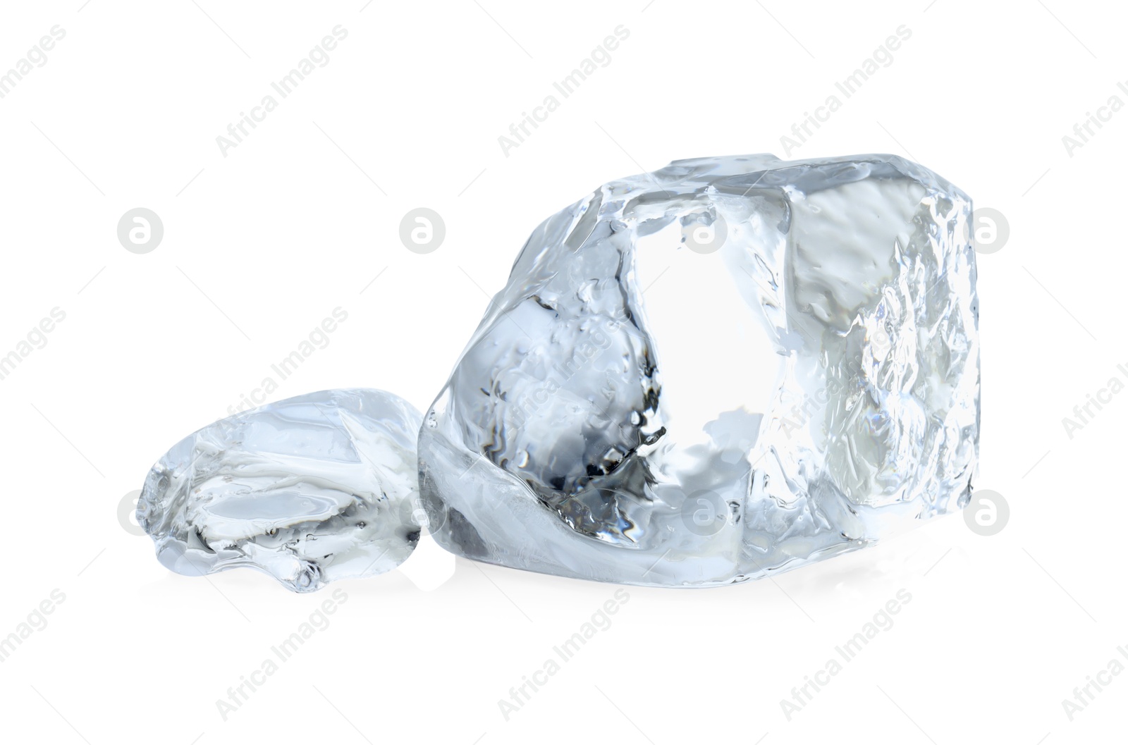 Photo of Pieces of clear ice isolated on white