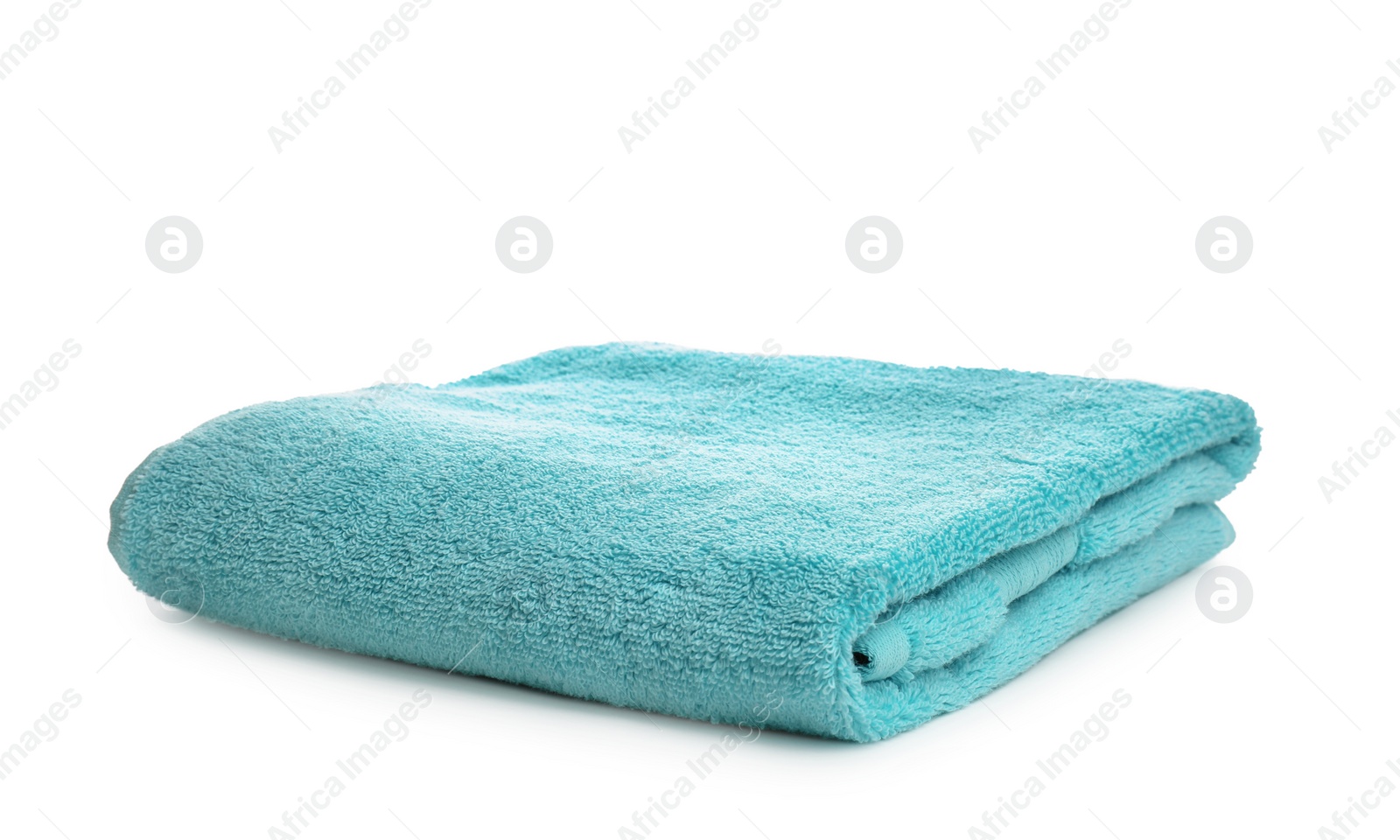 Photo of Clean soft towel on white background