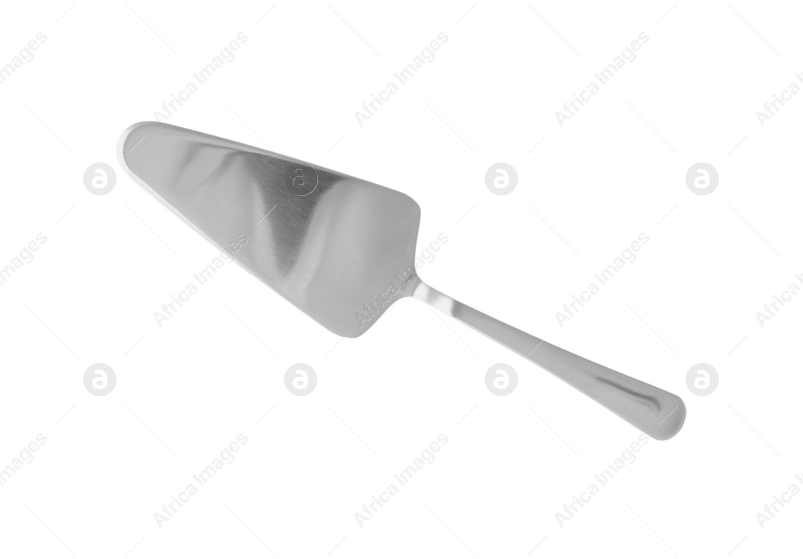 Photo of Shiny cake shovel isolated on white, top view