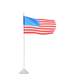 Photo of American flag on white background. National symbol