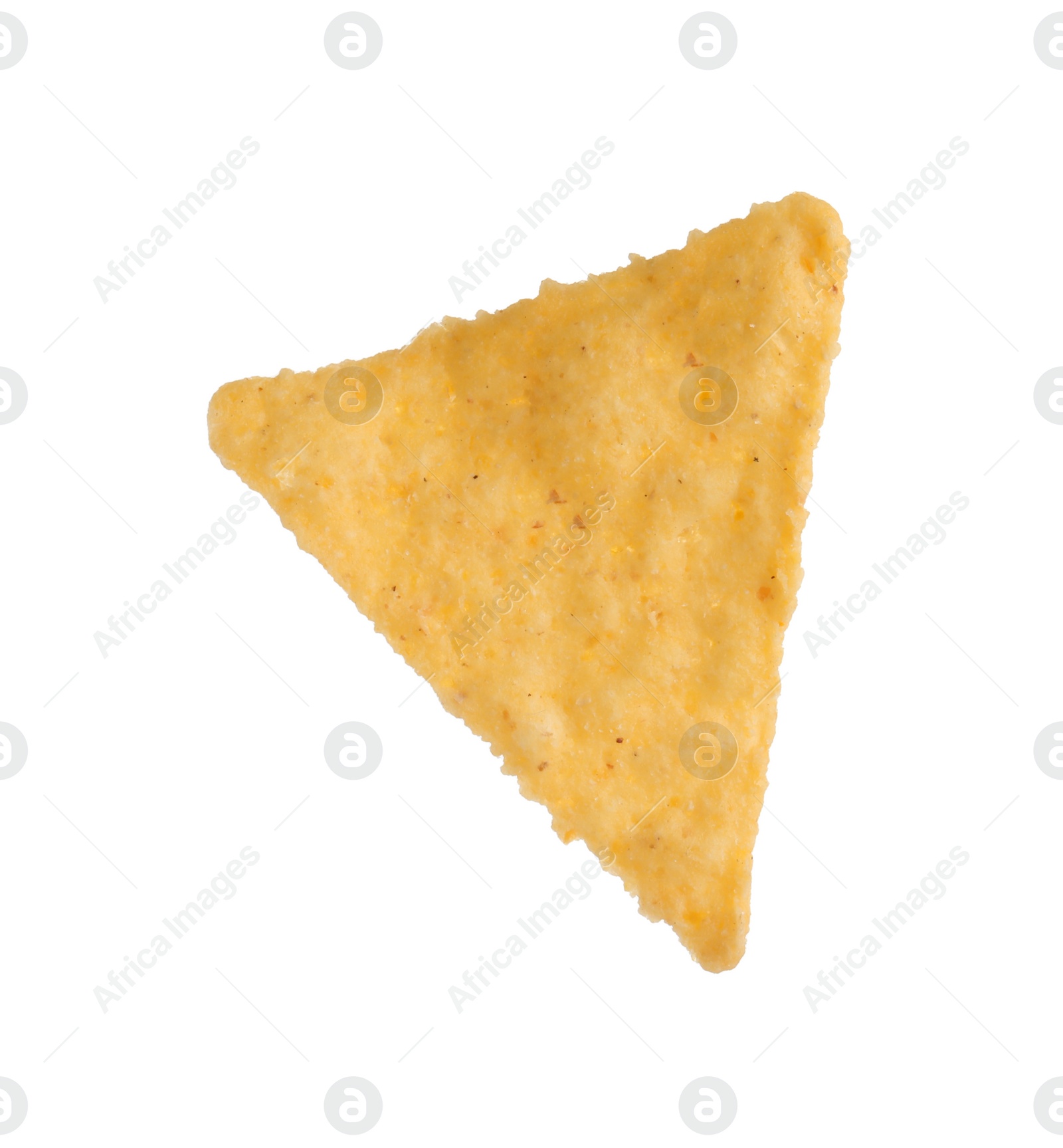 Photo of One tasty tortilla chip (nacho) on white background