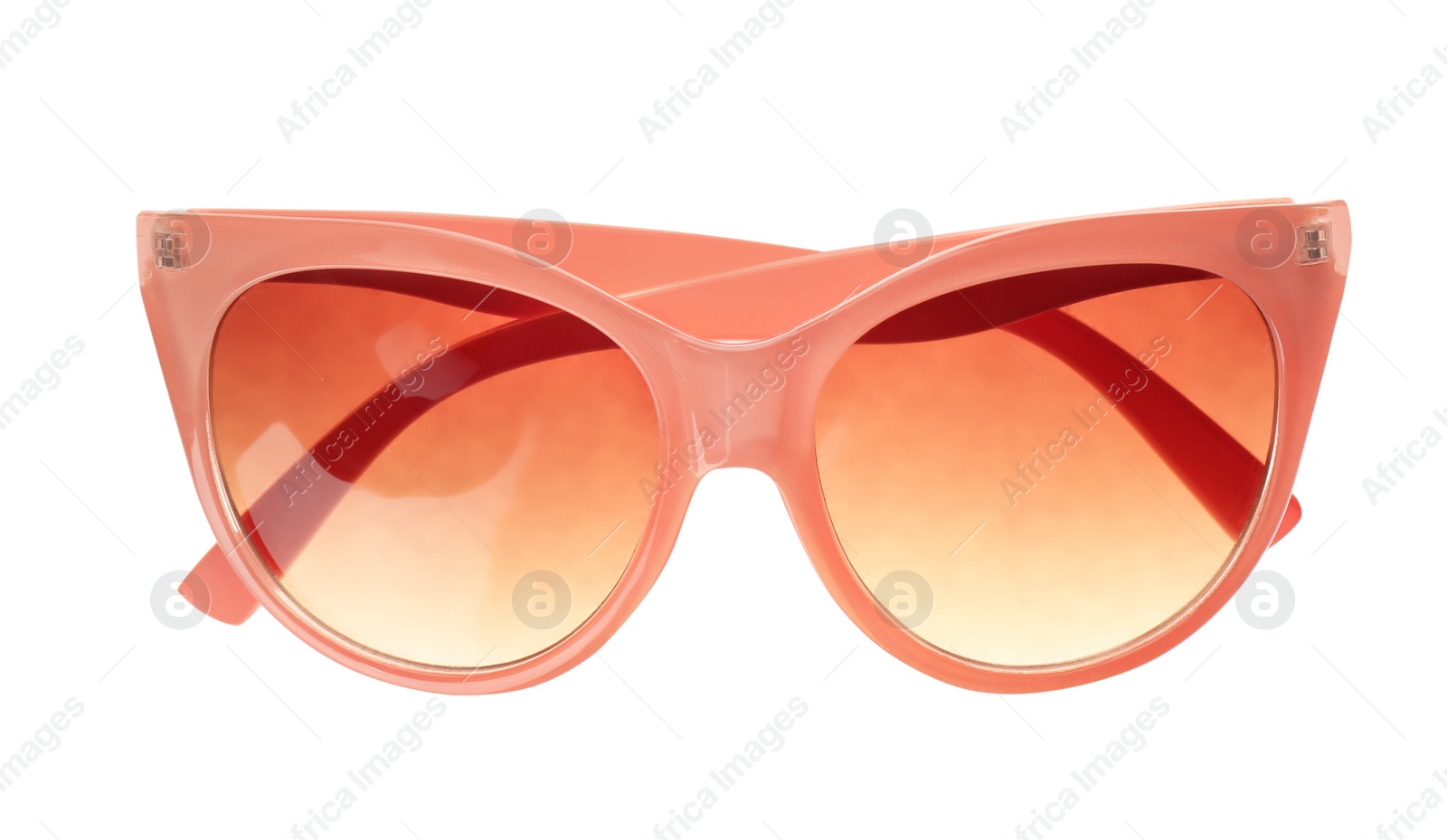 Photo of New stylish elegant sunglasses isolated on white