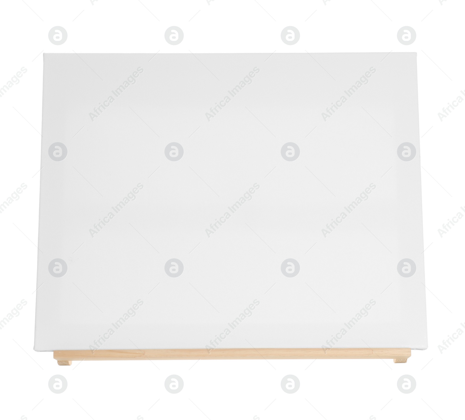 Photo of Wooden easel with blank canvas isolated on white