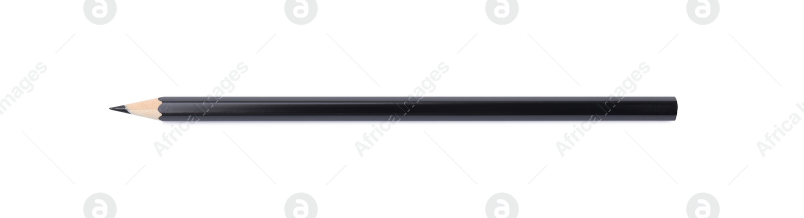 Photo of New black wooden pencil isolated on white