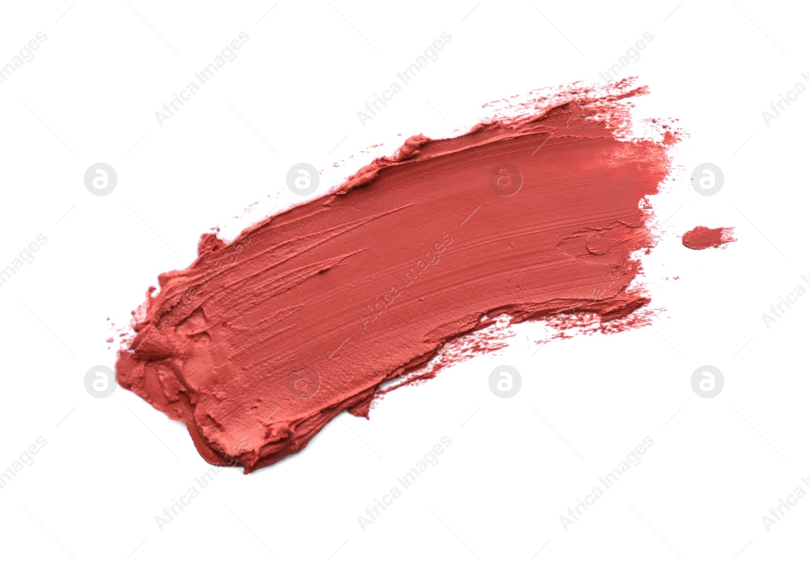 Photo of Swatch of lipstick isolated on white, top view