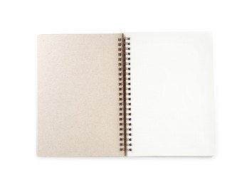 One notebook isolated on white, top view